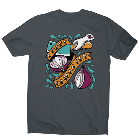 Cutting onions cooking men's t-shirt Charcoal
