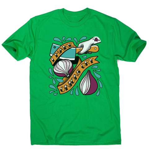 Cutting onions cooking men's t-shirt Green