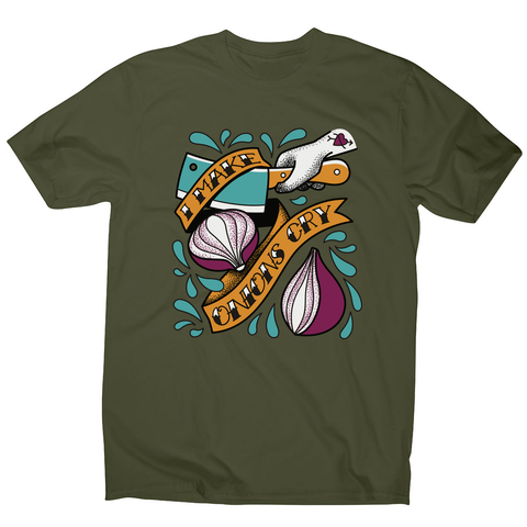 Cutting onions cooking men's t-shirt Military Green