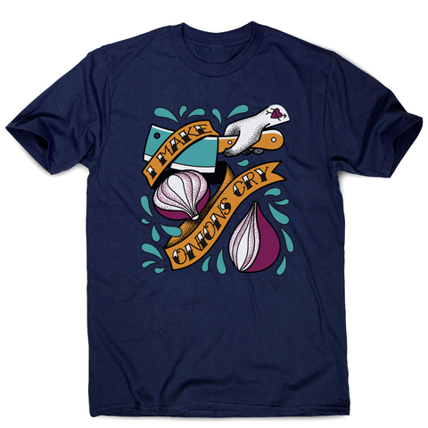 Cutting onions cooking men's t-shirt Navy