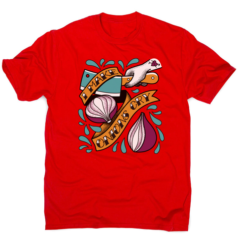 Cutting onions cooking men's t-shirt Red