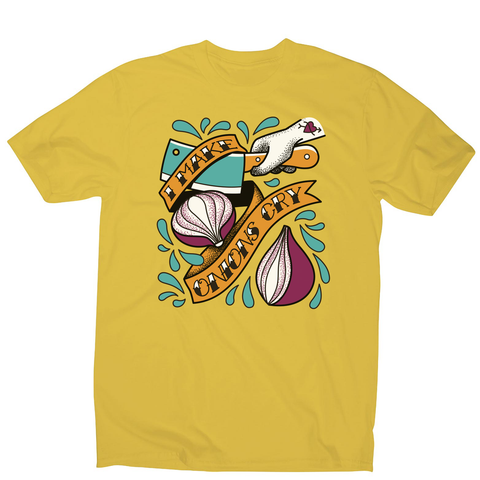 Cutting onions cooking men's t-shirt Yellow