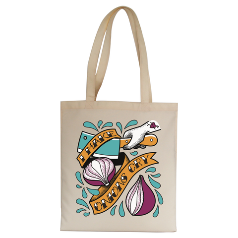 Cutting onions cooking tote bag canvas shopping Natural