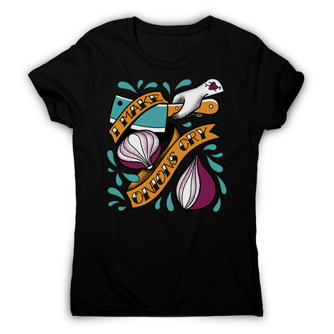 Cutting onions cooking women's t-shirt Black