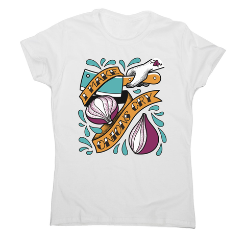 Cutting onions cooking women's t-shirt White