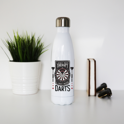 Dartboard funny quote water bottle stainless steel reusable White