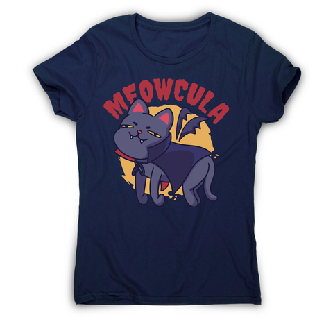 Dracula cat cartoon women's t-shirt Navy