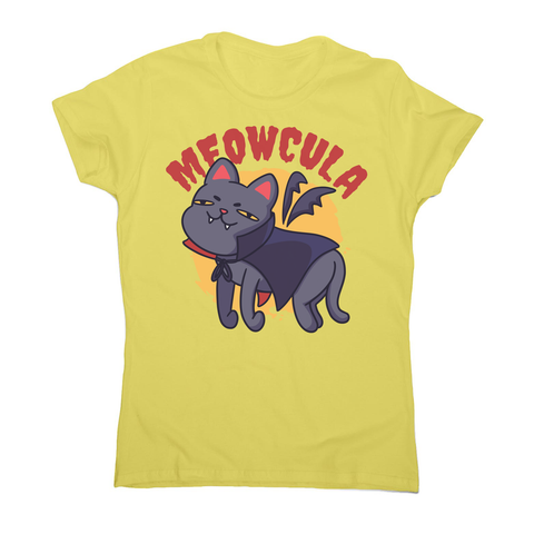 Dracula cat cartoon women's t-shirt Yellow