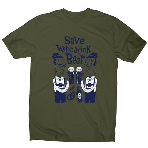 Drink beer characters men's t-shirt Military Green