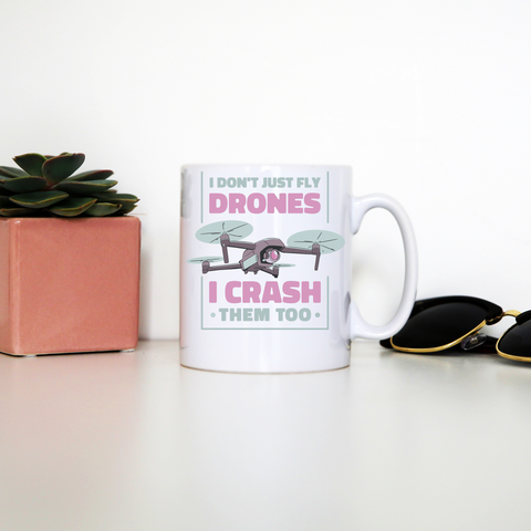 Drone crashing quote mug coffee tea cup White