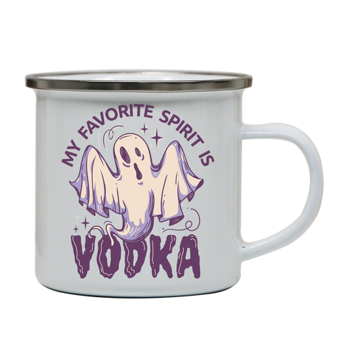 Drunk spirit ghost cartoon enamel camping mug White