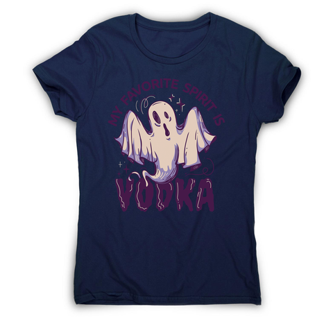 Drunk spirit ghost cartoon women's t-shirt Navy