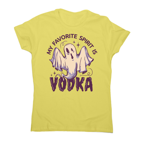 Drunk spirit ghost cartoon women's t-shirt Yellow