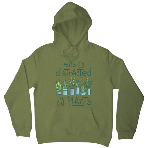 Easily distracted by plants hoodie Olive Green