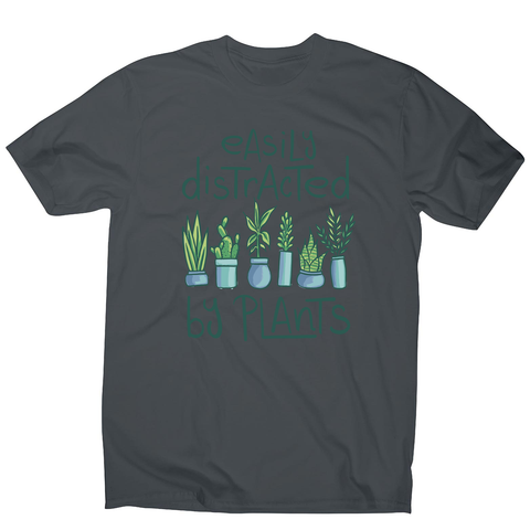 Easily distracted by plants men's t-shirt Charcoal