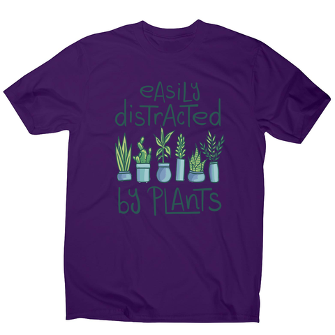 Easily distracted by plants men's t-shirt Purple