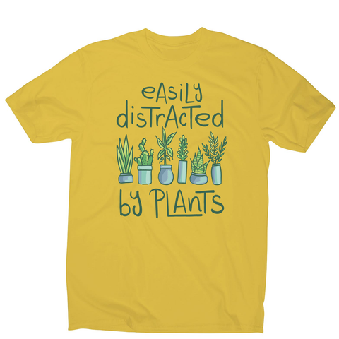 Easily distracted by plants men's t-shirt Yellow