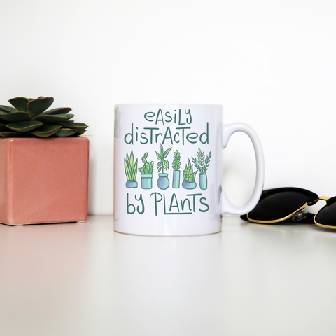 Easily distracted by plants mug coffee tea cup White