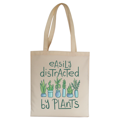 Easily distracted by plants tote bag canvas shopping Natural