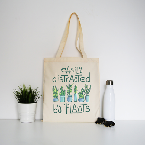 Easily distracted by plants tote bag canvas shopping Natural