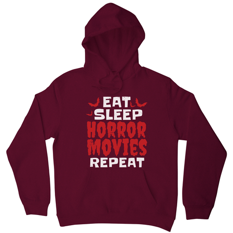 Eat sleep horror movies hoodie Burgundy