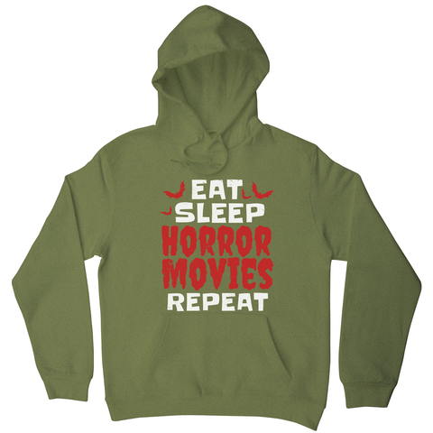 Eat sleep horror movies hoodie Olive Green