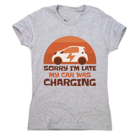 Electric car charging women's t-shirt Grey