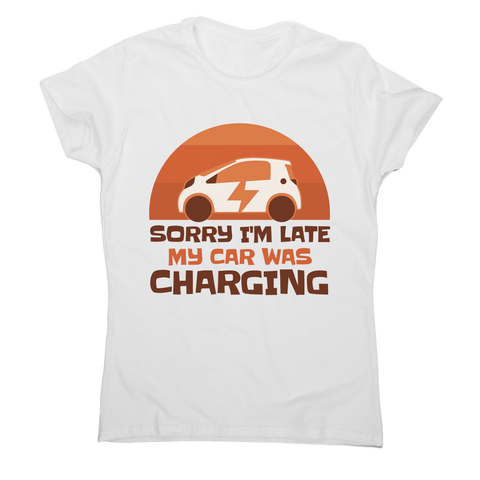 Electric car charging women's t-shirt White