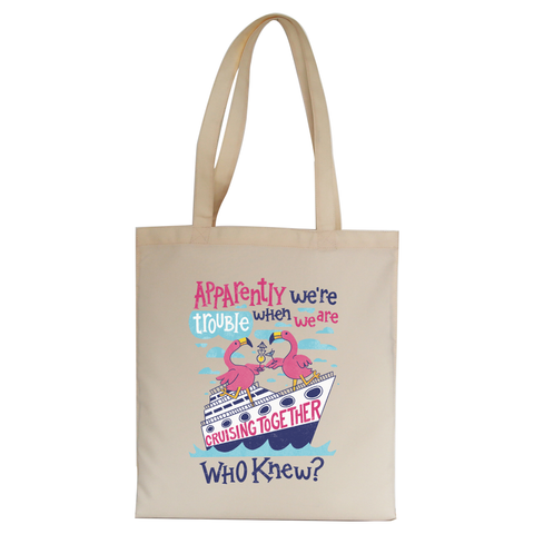 Flamingo cruise ship trouble tote bag canvas shopping Natural