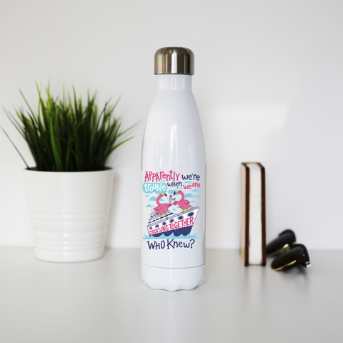 Flamingo cruise ship trouble water bottle stainless steel reusable White