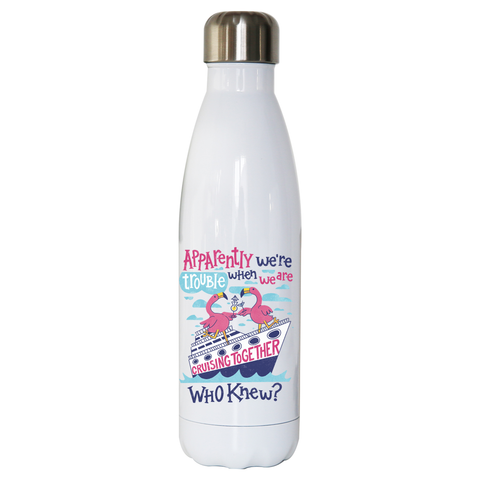 Flamingo cruise ship trouble water bottle stainless steel reusable White