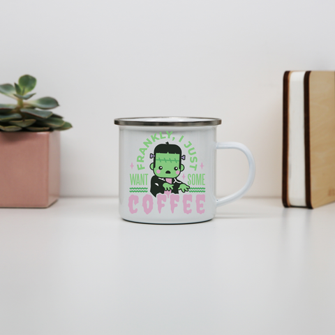 Frankenstein coffee monster enamel camping mug White