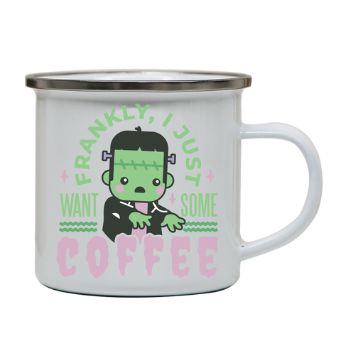 Frankenstein coffee monster enamel camping mug White
