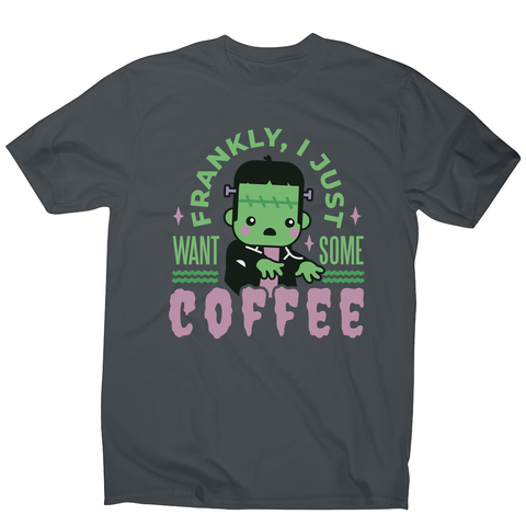 Frankenstein coffee monster men's t-shirt Charcoal