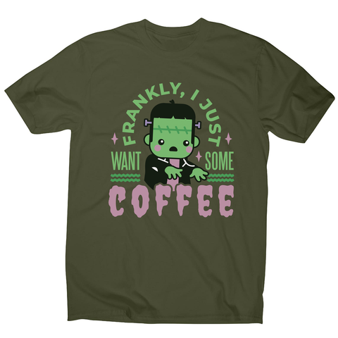 Frankenstein coffee monster men's t-shirt Military Green