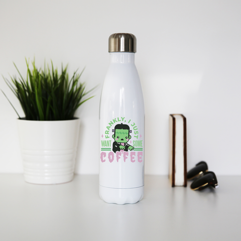 Frankenstein coffee monster water bottle stainless steel reusable White