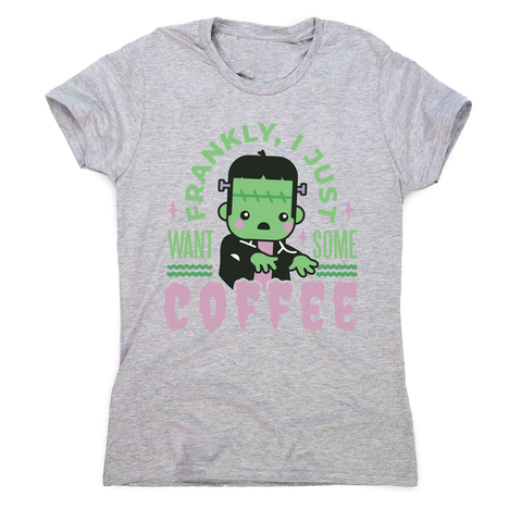 Frankenstein coffee monster women's t-shirt Grey