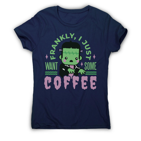 Frankenstein coffee monster women's t-shirt Navy