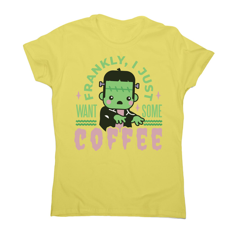 Frankenstein coffee monster women's t-shirt Yellow