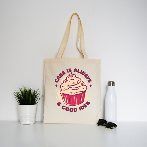 Funny cupcake quote tote bag canvas shopping Natural