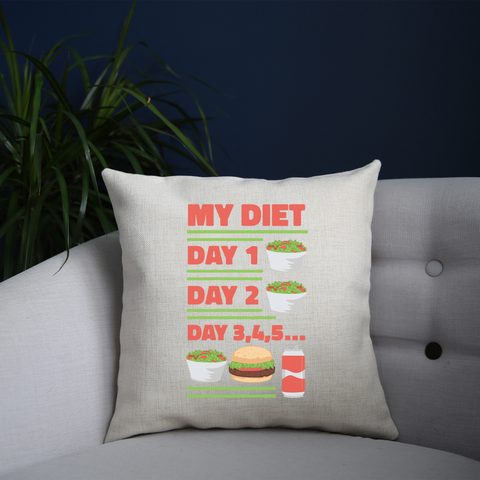 Funny diet day routine cushion 40x40cm Cover +Inner