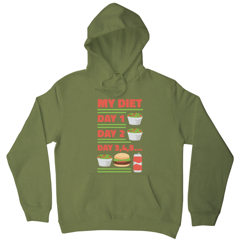 Funny diet day routine hoodie Olive Green