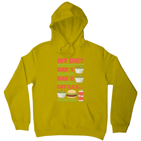 Funny diet day routine hoodie Yellow