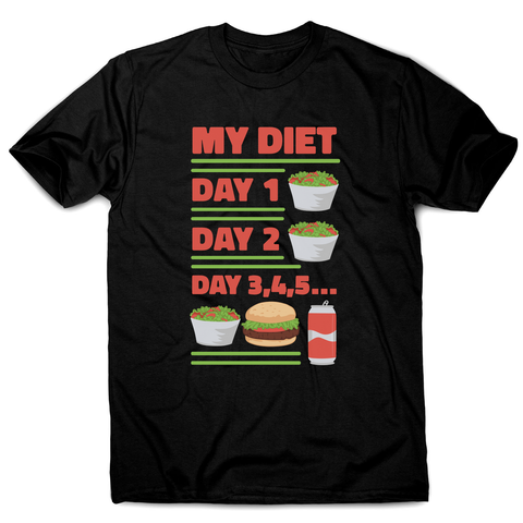 Funny diet day routine men's t-shirt Black