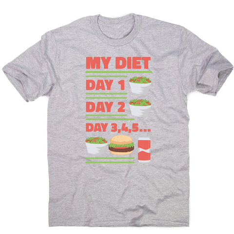 Funny diet day routine men's t-shirt Grey