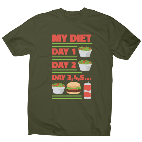 Funny diet day routine men's t-shirt Military Green