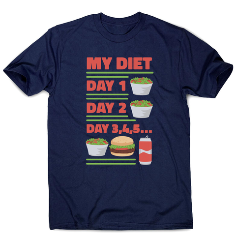 Funny diet day routine men's t-shirt Navy