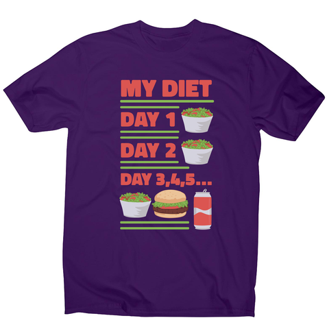 Funny diet day routine men's t-shirt Purple