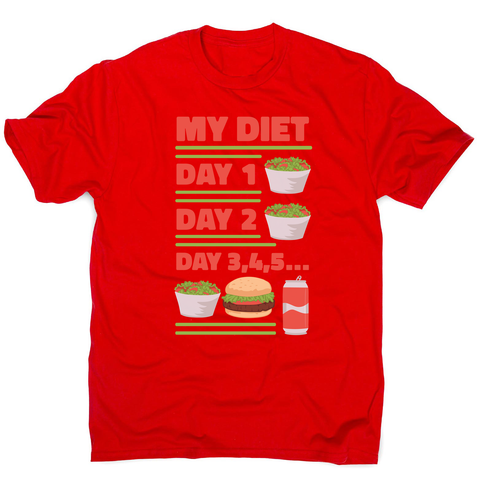 Funny diet day routine men's t-shirt Red
