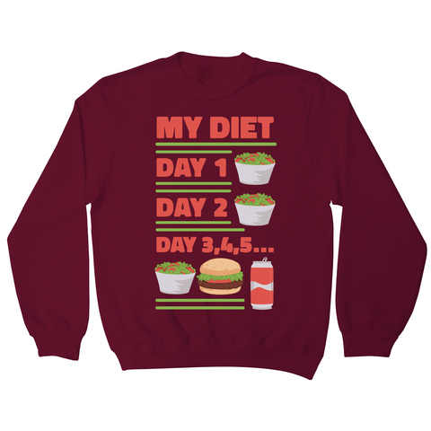 Funny diet day routine sweatshirt Burgundy